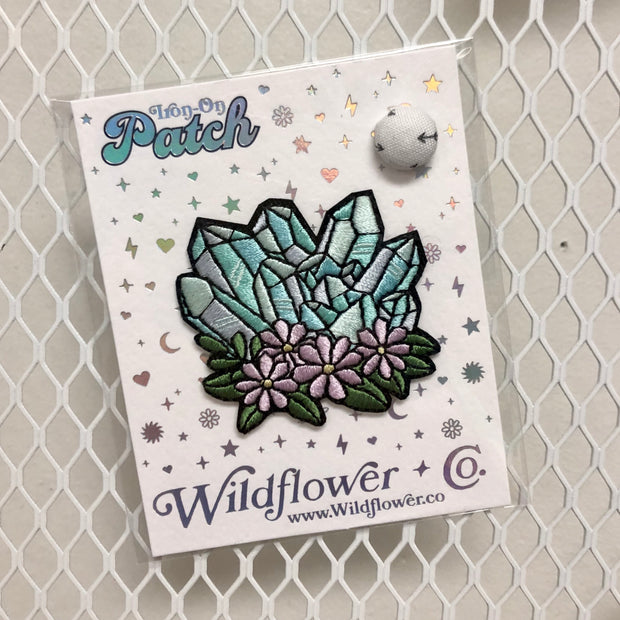 Aqua Crystal Cluster Iron-On Patch