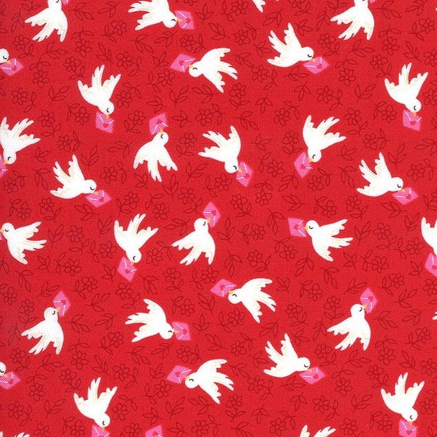 Air Mail Doves on Red