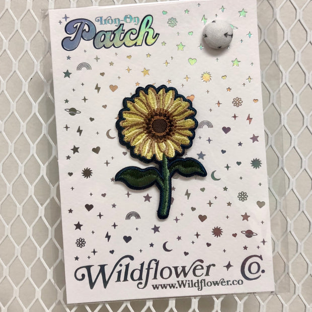 Long Stem Sunflower Iron-On Patch