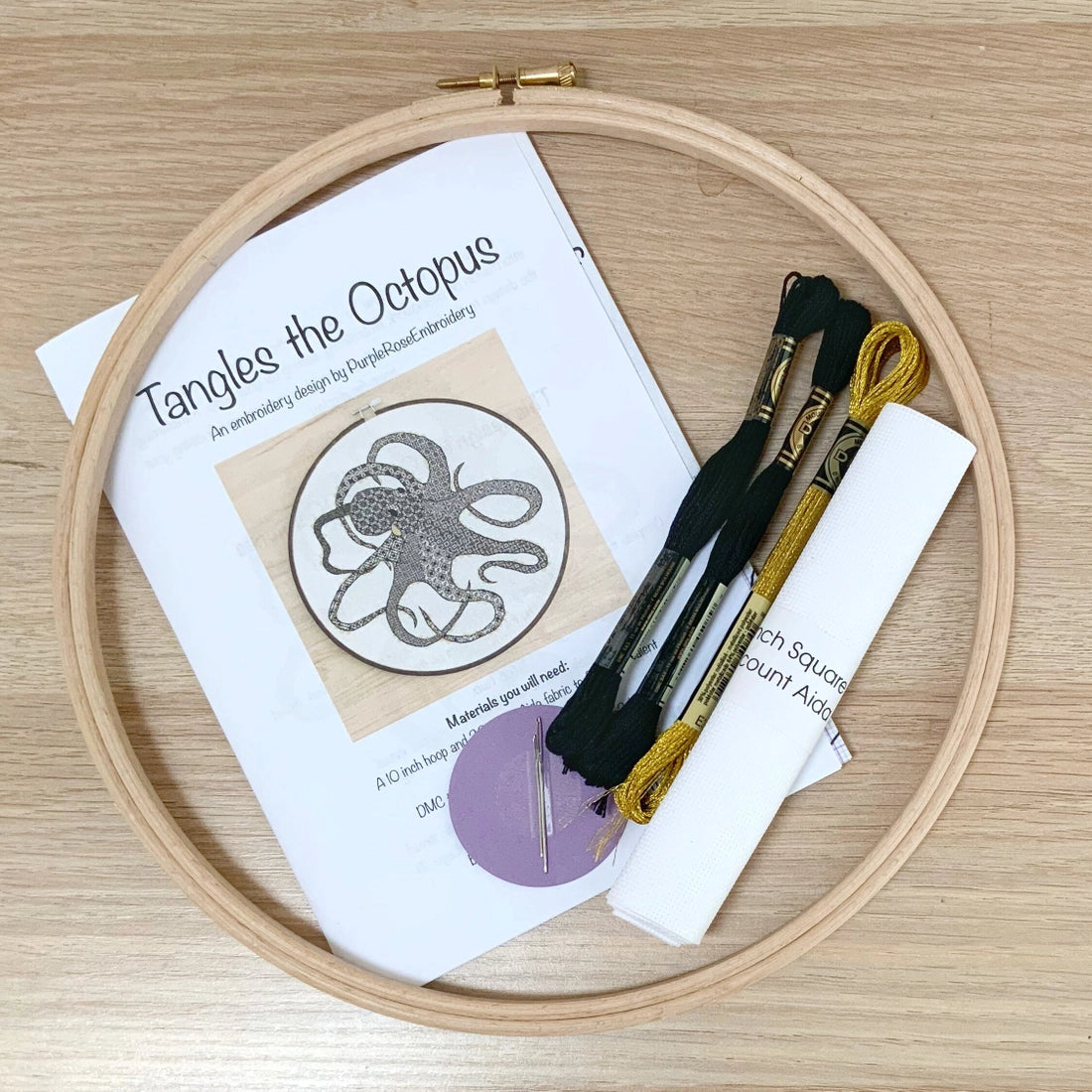 Tangles the Octopus - Blackwork Kit