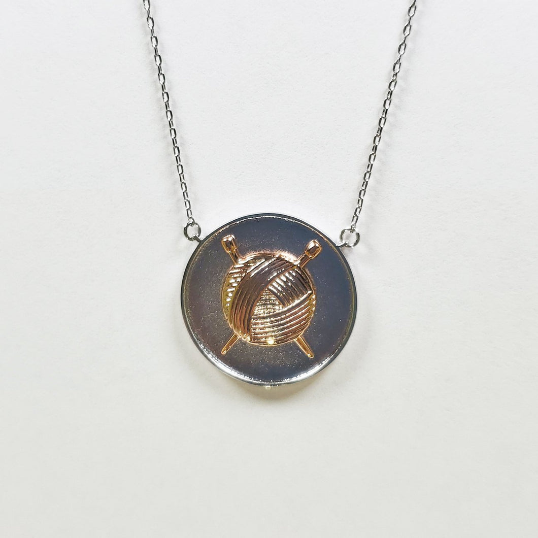 Knit Coin Necklace - ROSE GOLD & SILVER