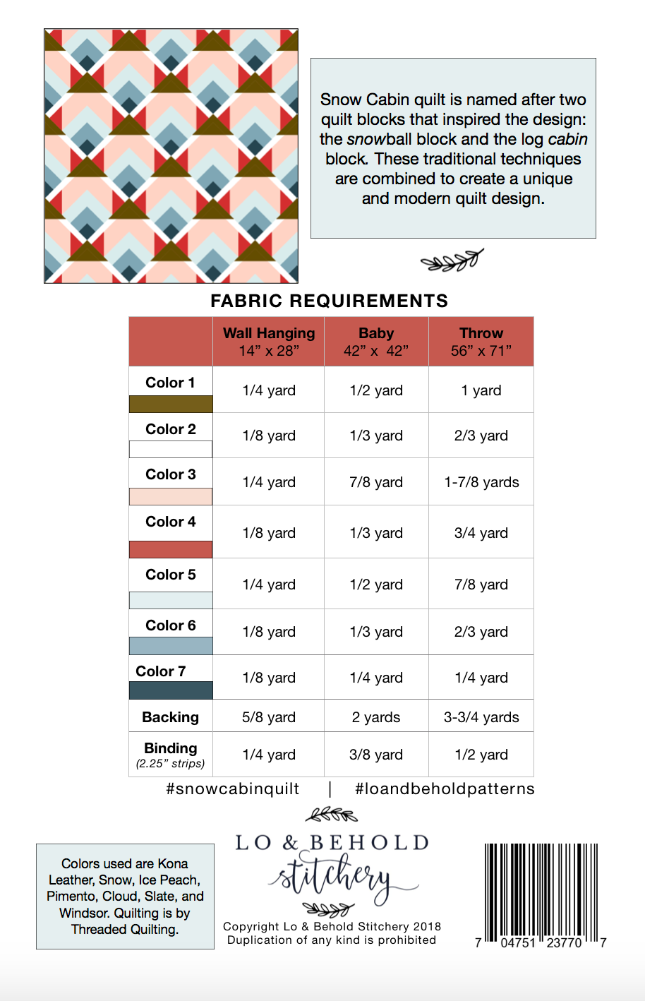 Snow Cabin Quilt Pattern