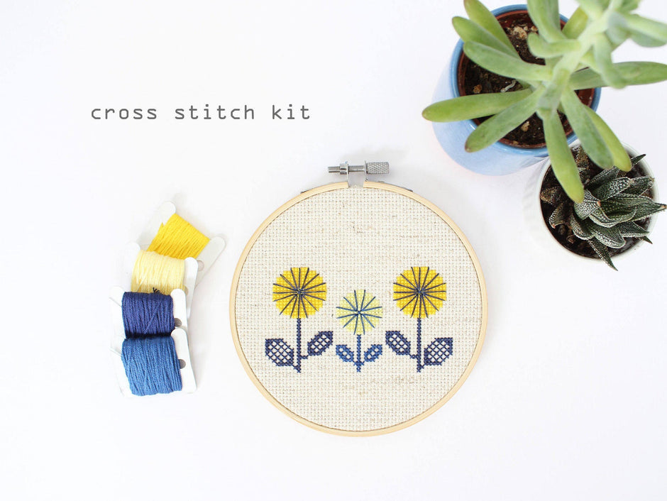 Yellow Spring Flowers Cross Stitch Kit